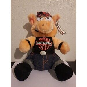 HARLEY DAVIDSON Vintage 1993 Play by Play Plush Toy Pig HOG in Jeans